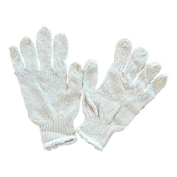 Gloves Knitted Cotton White & Orange - Image 4