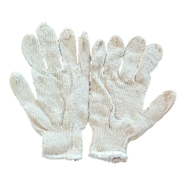Gloves Knitted Cotton White & Orange - Image 2