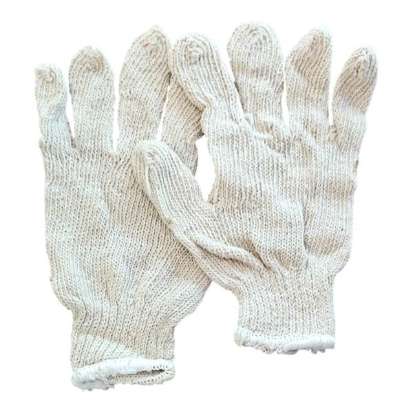 Gloves Knitted Cotton White & Orange - Image 3