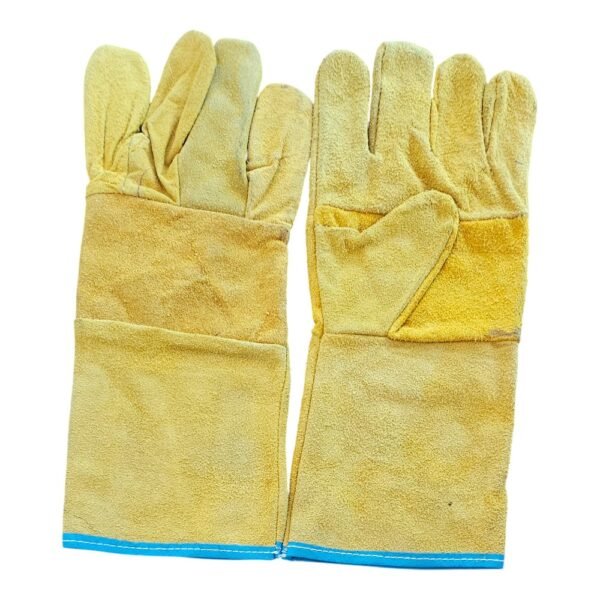 Gloves Leather Blue & Yellow - Image 3