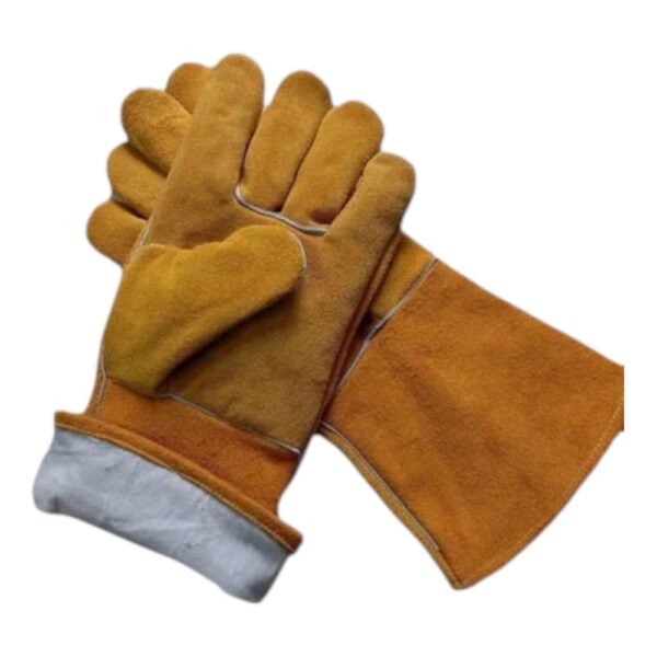Gloves Leather White Brown 14