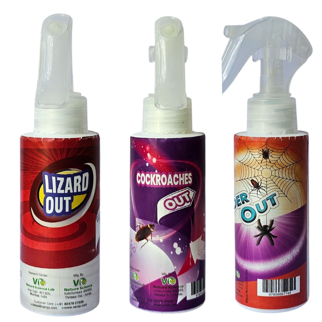 FruitsnFlowers Organic Cockroach,Lizard & Spider Repellent Spray - 100ml Combo | Natural Compounds that create an environment Cockroach,Lizard % Spider find Unpleasant | 100% Natural & Chemical free | Baby & Pet safe | Effective on all types of Cockroachs.